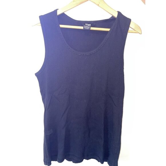 Togo Women's Blue Sexy Scoopneck Classic Sheer Tank Top Size 1X - Picture 2 of 4